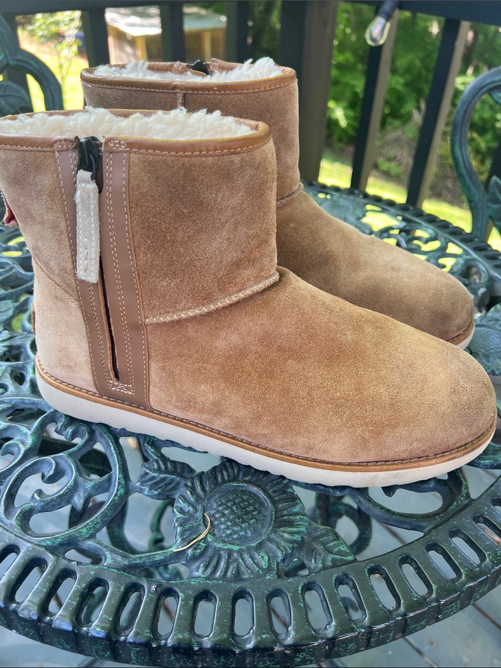 UGG Chestnut Suede Shearling Waterproof Ankle Boots